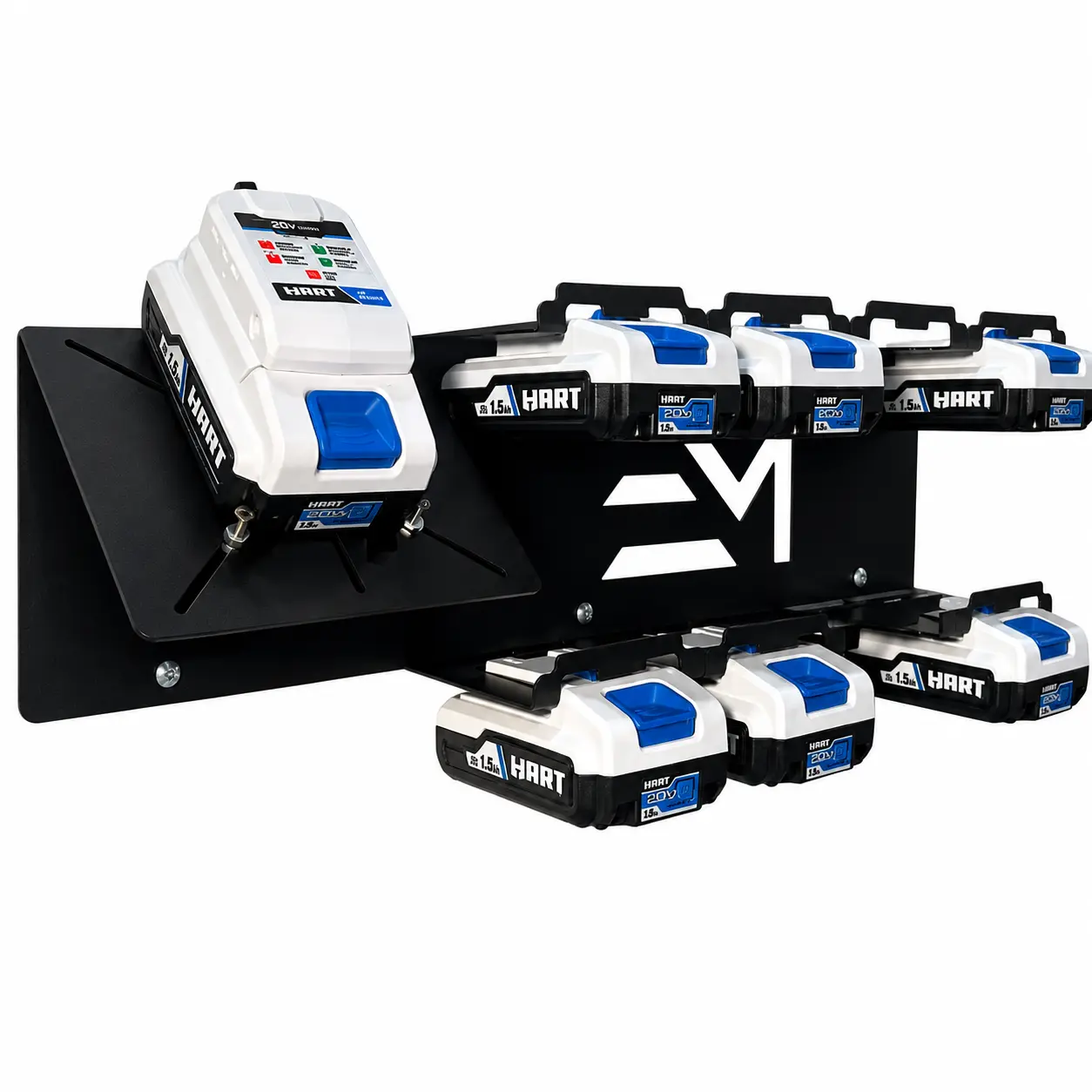 Hart 20v Battery Organizer Charging Station with 8 Slots for Efficient Storage and Charging of Multiple Batteries