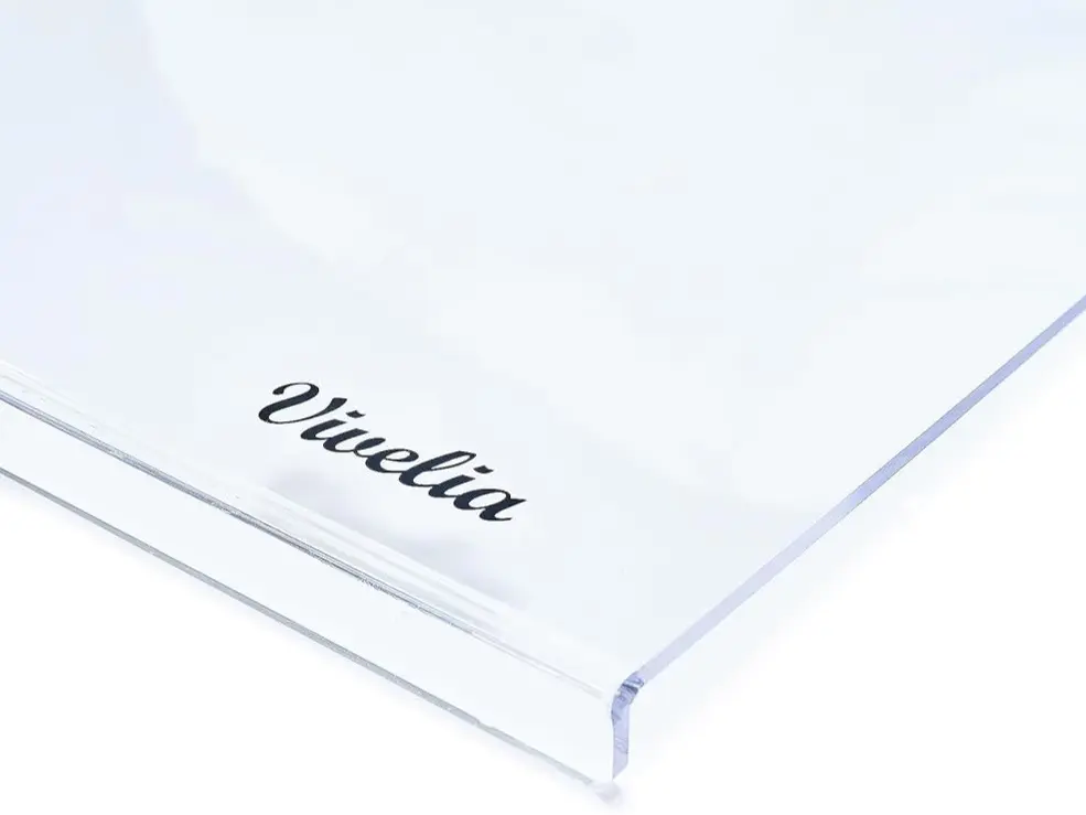 Vivelia Transparent Acrylic Rectangular Chopping Cutting Board, 20"x16" Large Size with 1" Lip, Non-Slip, Durable, Easy to Clean, Knife-Friendly, for Kitchen Counters, Improves Appearance, Protects Countertops, Cookers, Enhances Kitchen's Appearance