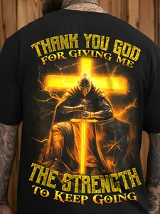 Plus Size Men's Christian Faith T-shirt - Cotton Y2K Street Style, God's Choice, Jesus Print, Suitable for Church, Casual Wear and Christian Gifts - Machine Washable Crew Neck Short Sleeve, Faith-based Fashion, Hip Hop Street Style, Men's Gift Idea