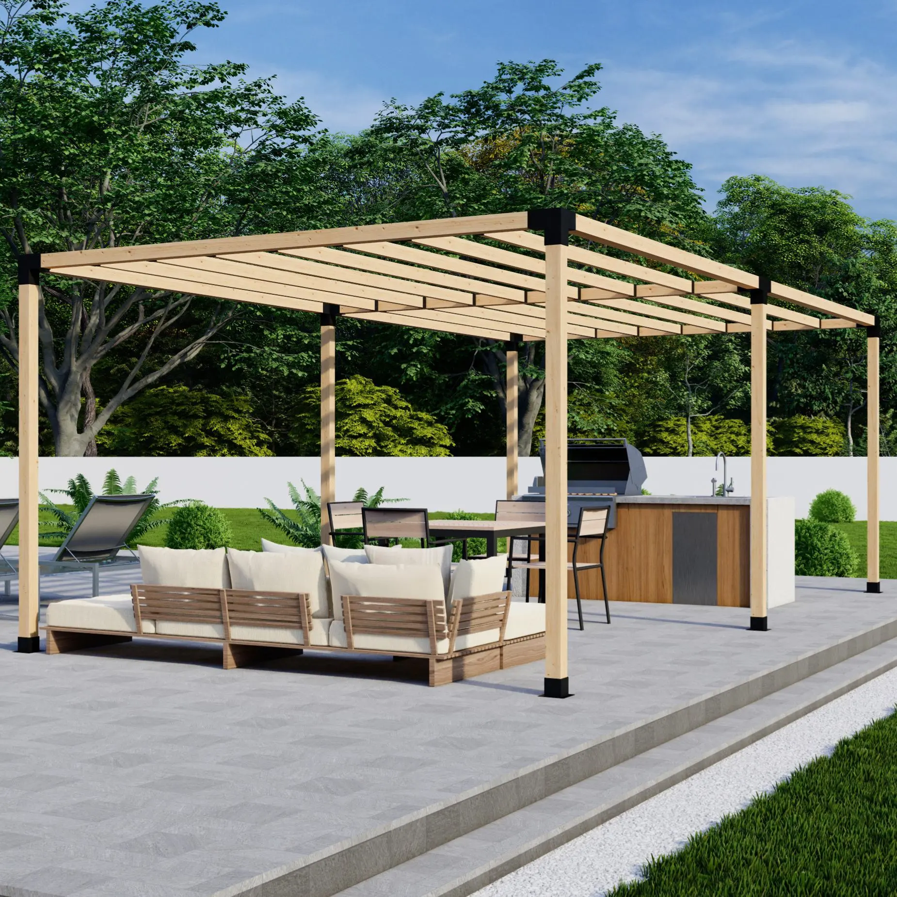 DIY Pergola Kit for a 2-Block Standalone Pergola Up to 24x12