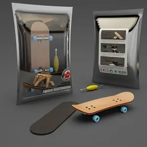 Decompression Maple pattern finger skateboard desktop, Stress Relief Fidgeting, Maple material and 1.8mm thick pu anti-skid pad, five-layer panel design, more durable to make various difficult movements, Fidget For Anxiety