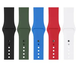 Replacement Apple Watch (38/40/41 mm) Sport Bands: Black, Green, Blue, Red, & White