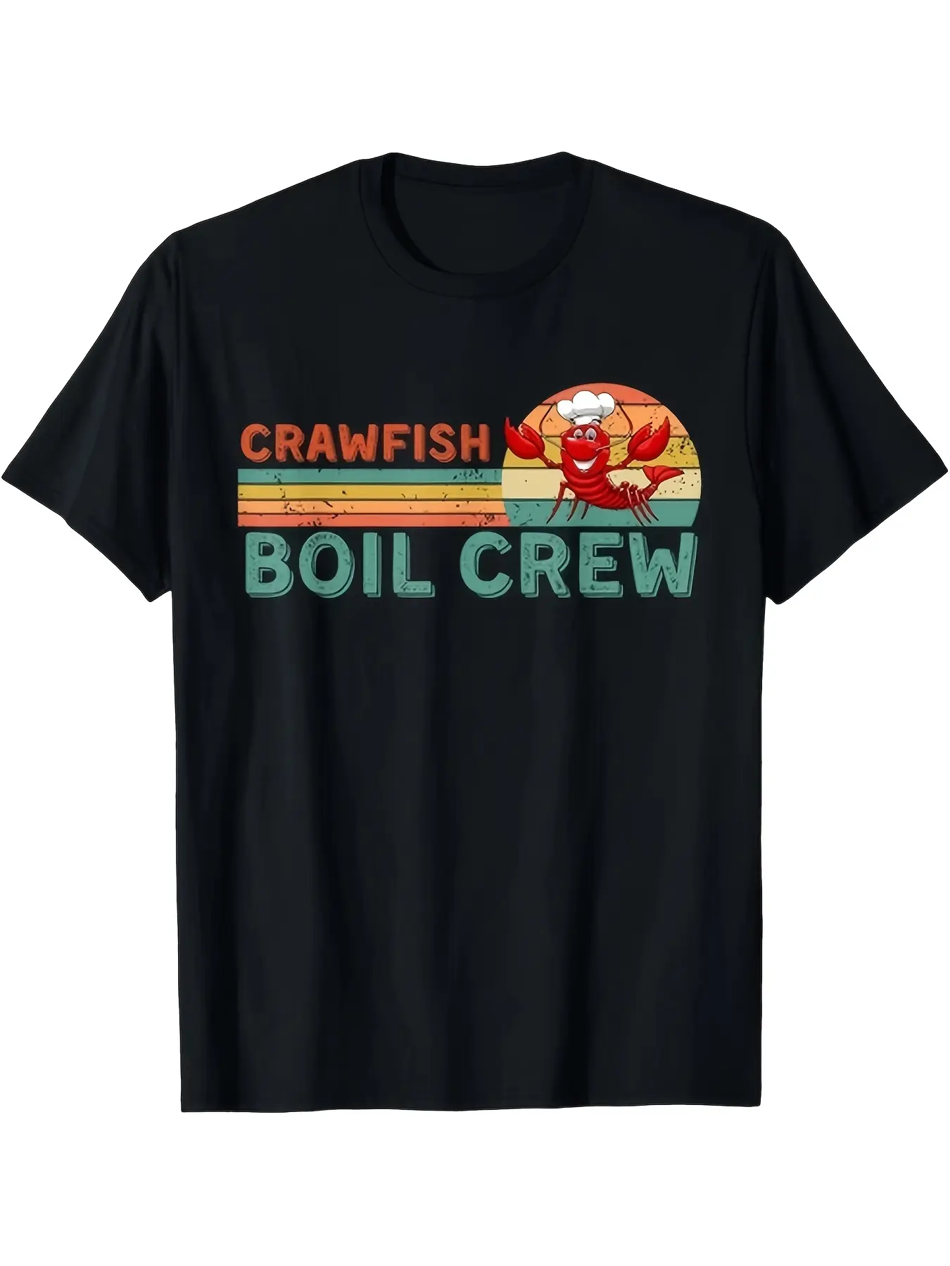 Retro Crawfish Boil Crew T-Shirt - Crawfish_Crayfi unisex soft cotton short sleeve t shirt, vintage graphic casual tee for men women teens, perfect birthday holiday gift for camping travel gym daily street  wear