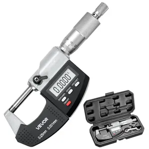 Fathersdaygift Digital Micrometers Set, 0-1" Range Outside Micrometer with LCD Screen, 0.00005 Resolution, 0.0001 Ultra-Precision Accuracy, Inch/MM Switch, Carbide Tip, Protective Case Includeddealsforyoudays