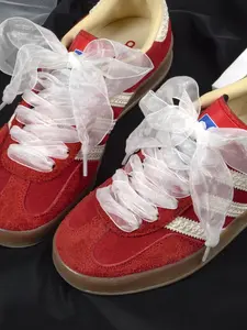 4cm encrypted chiffon shoelaces, fashionable ribbon shoelaces, soft silk satin shoelaces, chiffon shoelaces, women's, girls', women's sneakers, transparent silk, Footwear Lace