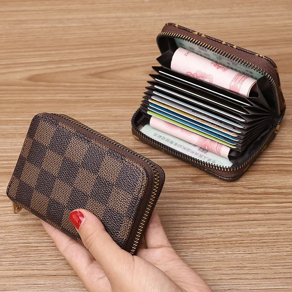 Minimalist Geometric Card Holder, Card Organizer, Compact Design, Multiple Slots, Zip Pocket, Color Options, Ideal for Daily Use, Zipper Card Holder
