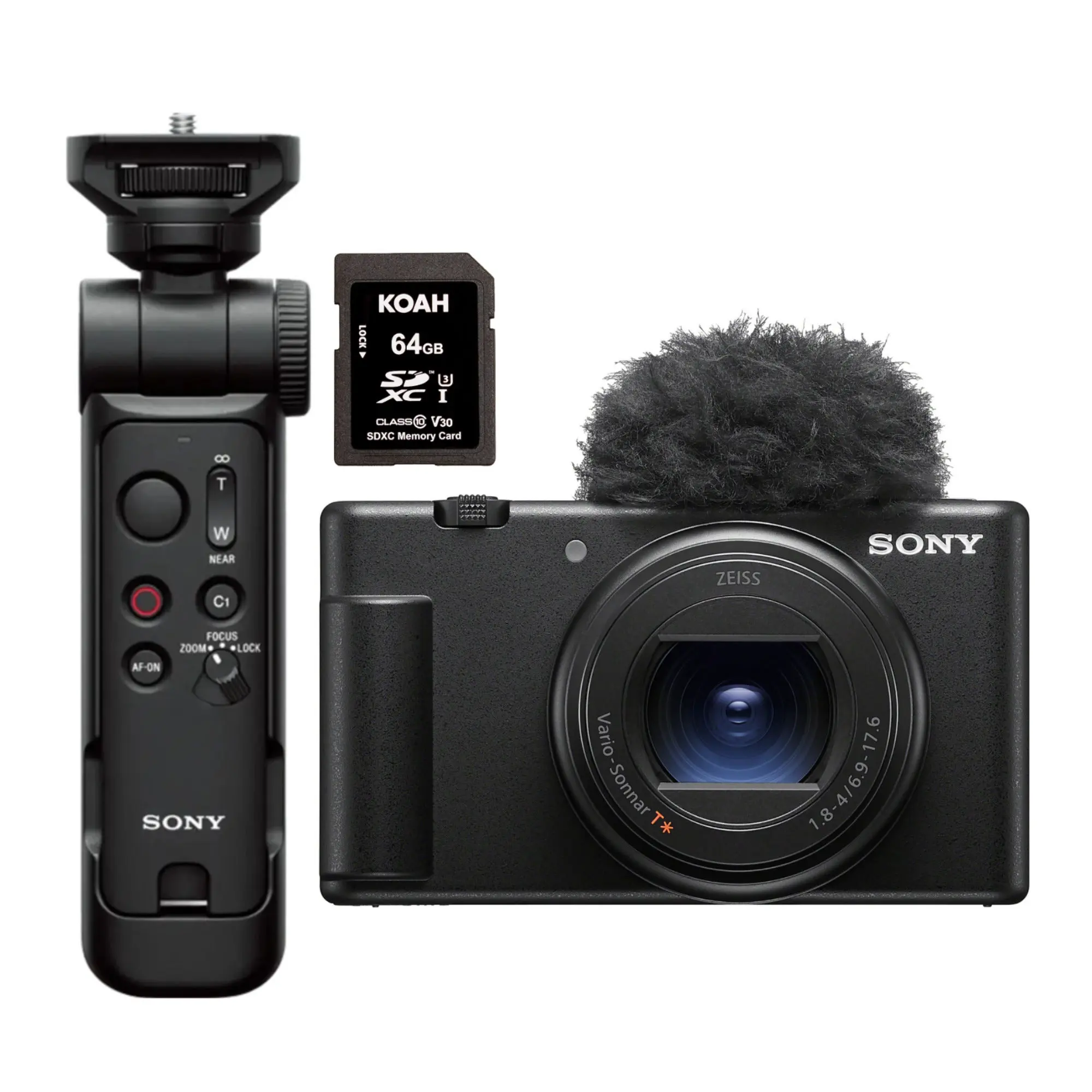Sony ZV-1 II Compact Vlog Camera (Black) with Wireless Shooting Grip, Portable Tripod, High-Quality Lens, Intelligent Mic, Distinct Audio, Bright Screen, Optical Zoom, Creative Colors, Smooth Recording for Content Creators, Everyday Life