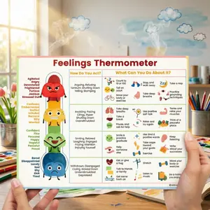 Emotion Thermometer Poster, Emotion Recognition Guide, Home & Classroom Emotional Management Tool, Emotional Behavior Strategies, Kindergarten & Elementary School