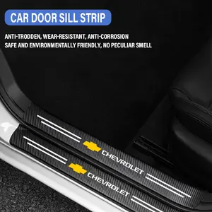 Carbon Fiber Car Door Sill Protector Sticker, Anti-Scratch Protection for Chevrolet Series, Durable Automotive Decal