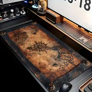 Vintage Nautical Map Mouse Pad, 60x35cm (35.4"x15.7") Single-Side Full Print Thick Smooth Mat, Non-Slip Maritime Chart Desk Pad for Gamers, Precise Motion Support for PC/Laptop Office Use, Vintage Aesthetic
