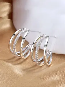 1 Pair Pretty Cubic Zirconia Hoop Earrings For Women For Wedding Engagement Anniversary Party Jewelry Valentine's Day Gift