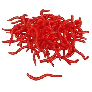 100pcs Realistic Worm Fishing Lures, Artificial Fishing Lure, 8cm/0.4g Fish Bait, Natural Smell, Soft Plastic Earthworm Baits for Anglers
