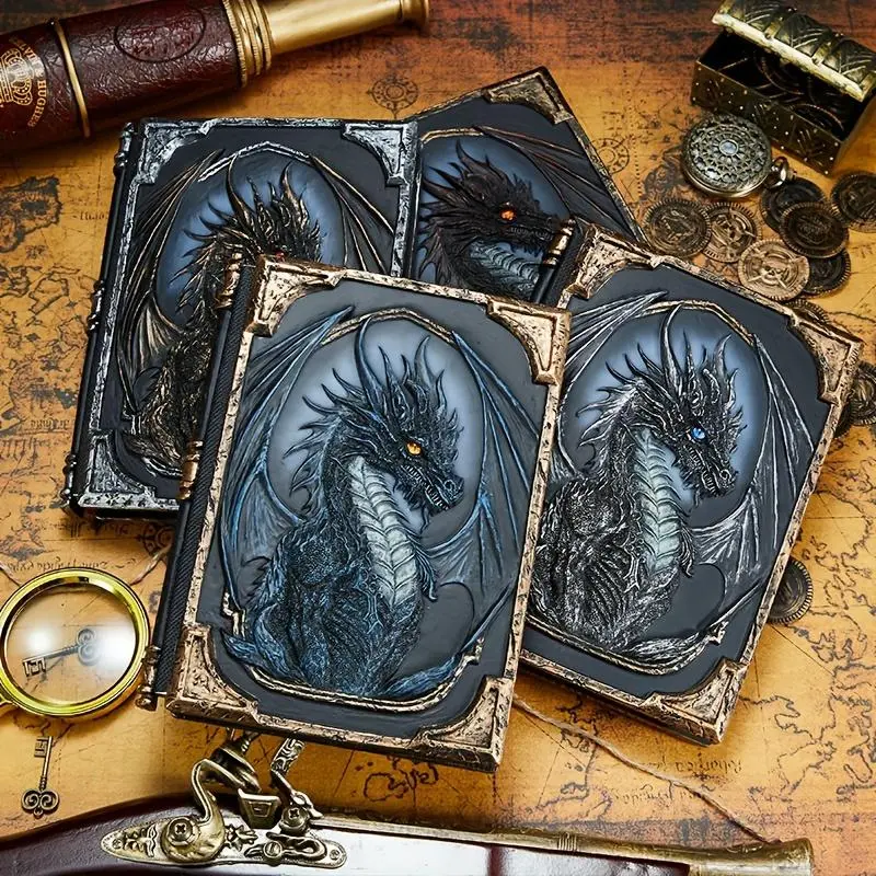 Premium 3D Embossed Notebook Vintage Style Diary 3D Dragon Cover Design Full Mystery Excellent Gift Hardcover Sketchbook Notebook Hardcover Executive Drawing Journal Dragon Journals Writing Diary