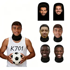 Funny Football Fan Full Face Mesh Mask, 3D Printed Player Style Headgear, Breathable Stretch Hood for Soccer Celebration, Party Costume, Festival Streetwear, Sports Fan Gift, High Visibility Cosplay Face Cover