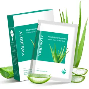 Aloderma Aloe Brightening Mask - Set of 5, Made with 88% Pure Organic Aloe Vera to Even Skin Tone and Diminish the Appearance of Fine Lines & Wrinkles