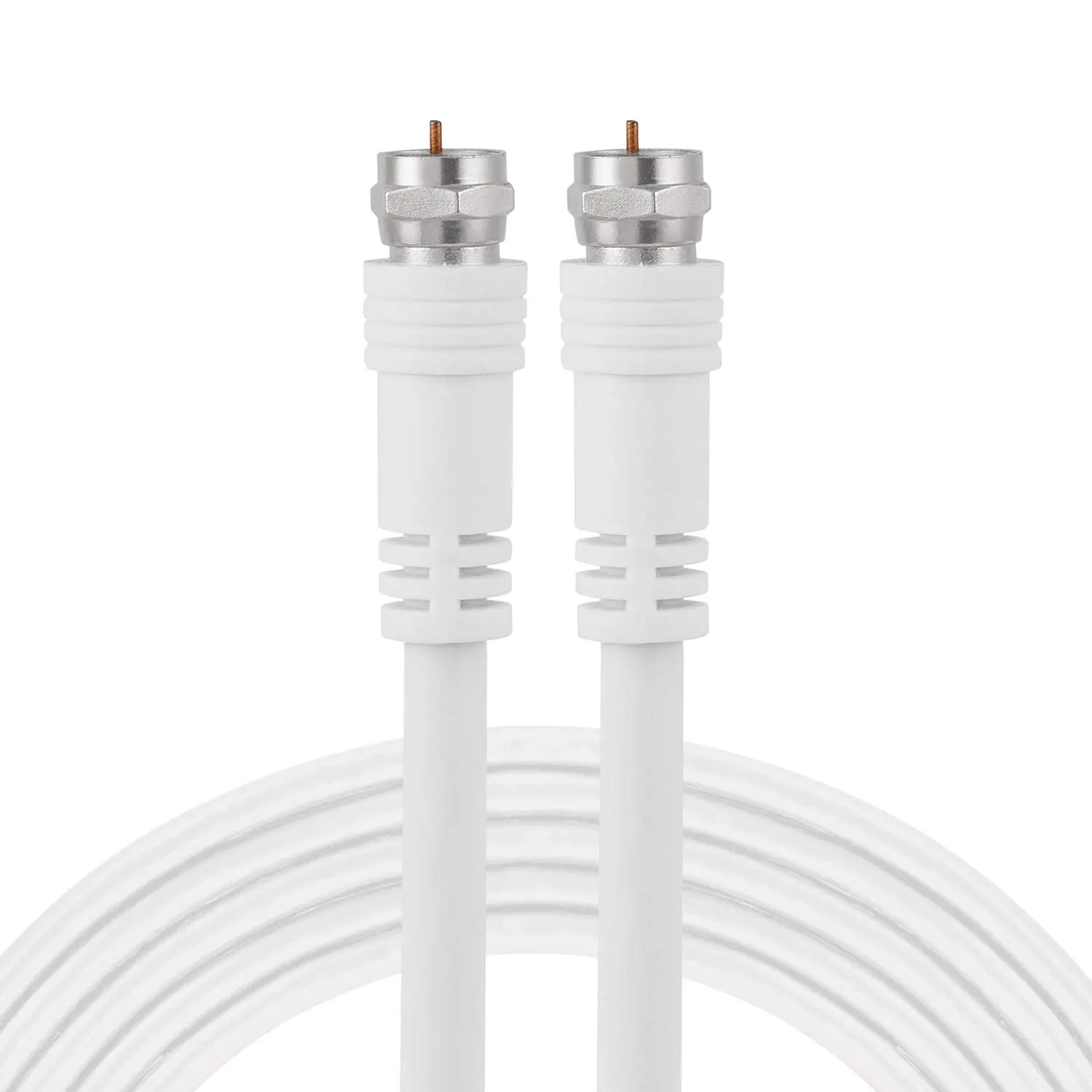 25 ft Coax Cable with F-Type Connectors - Double Shielded, Low Loss, Full 1080p Support, Indoor Use, Ideal for TV/DVR/VCR, Satellite Receiver, Cable Box, Home Theater (White, 33604)