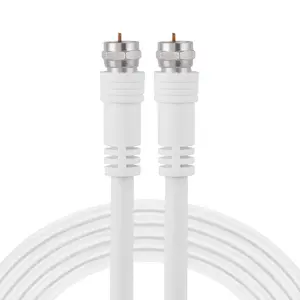 Coaxial Cable, 25 ft. F-Type Connectors, Double Shielded Coax, Input Output, Low Loss Coax, Ideal for TV Antenna, DVR, VCR, Satellite Receiver, Cable Box, Home Theater, White, 33604