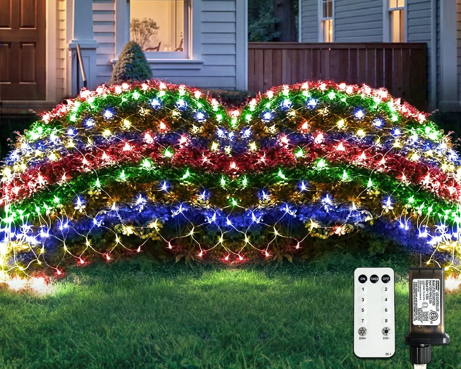 360 LED Christmas Net Lights Outdoor Mesh Lights, Connectable Bush Light for Christmas Tree Garden Patio Decorations (Multicolor)