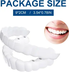 【3 Pack】Instant SnapOn Veneers Teeth Whitening Smile Cover Ceramic Temporary Comfortable Fit Reusable Moldable Confident Shine Party Essential Men Women Photo Ready Beautiful Smile Protector Upper Teeth Accessory Oral Stain Remover Oral Care Strips