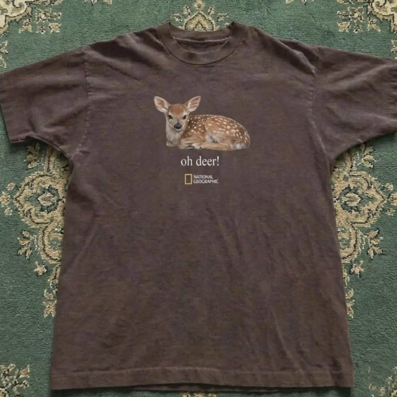Dark Chocolate National Geographic oh deer graphic t-Shirt
