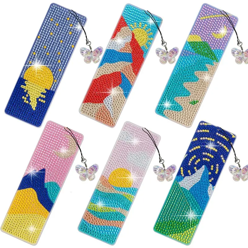 6-piece Diamond Painting Art Bookmark Kit Decorative with Butterfly Pendant Diamond Painting Bookmark, Suitable for Book Enthusiasts, DIY Bookmark Making Kit, Suitable for Adult Beginners Craft Gifts