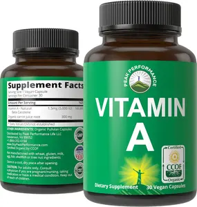 Certified Organic Vitamin A 5000 IU Supplement Capsules High Potency Vitamins. for Adults, Men, Women, Kids. Made with Carrot Juice. Great for Immune, Skin, Eye Support. Non GMO, Vegan Pills