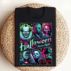 vintage-Slashers Halloween Horror Nights T-Shirt, Horror Movie Characters Tee, Halloween Nights Graphic Tee, Killers Halloween Horror Nights Shirt Give him/her the top gift