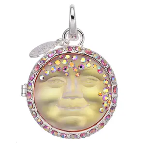 Love Never Dies Mystic Seaview Moon Locket Open Ring Charm (Sterling Silvertone/Mystic Moonlight)