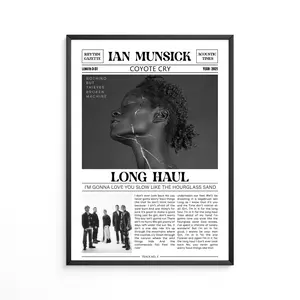 Ian Munsick Retro Newspaper Print / Long Haul Poster No Frame / Lyrics Print / Coyote Cry Poster / Music Gift