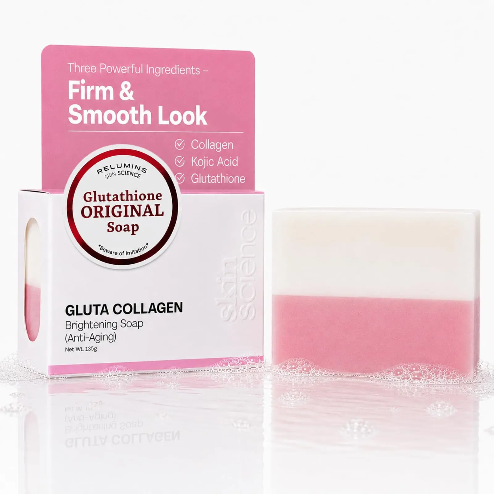 Gluta Collagen Placenta Soap Bar, Anti-Aging & Dark Spot Correcting Soap 135g – Hydrolyzed Collagen, Wheat Placenta, Glutathione for Skin Renewal, Wrinkle Reduction & Radiance