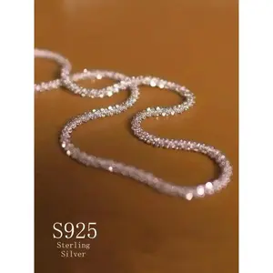 S925 Sterling Silver Sparkling Necklace Niche Design with Glistening Effect| Elegant Neck Accessory, Ideal for Couple WearExquisite & Luxurious - Perfect Gift for Birthdays & Holidays| Suitable for Dates, Gatherings & Banquets High End Necklace