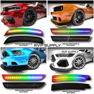 RGB LED Side Marker Lights 4-Pack Fits Dodge Charger, Dodge Challenger & Chrysler 300 (2015–2023) Plug & Play Smoked Lens Remote Controlled 16 Color Options - RVP SUPPLY