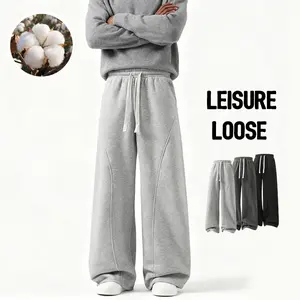 pants men sweatpants Men's Solid Thermal Lined Drawstring WaistPants,Casual Comfy Loose Fitting Trousers for Fall &Winter, Men's Bottoms for Daily Wear, Relaxed Fit, fleece sweatpants，school season