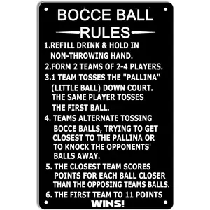 Bocce Ball Rules Vintage Metal Sign Scoring Rules Poster Wall Decor Hanging Iron Painting Plaque for Home Garden Yard Bar Pub Outdoor Man Cave Room Door Decor 8 X 12 Inch