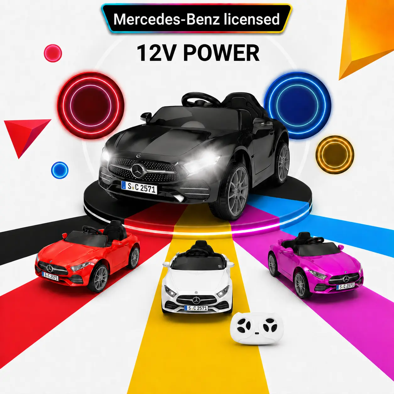 #Summerwins Mercedes-Benz Licensed 12V CLS 350 Kids Ride On Toy Car - Remote-Controlled Cars with Parent Control, 4-Wheel Suspension, Music, LED Lights, USB Power Display, Volume Adjustment, Ride On Wheels, Kids Outdoor Play Gifts