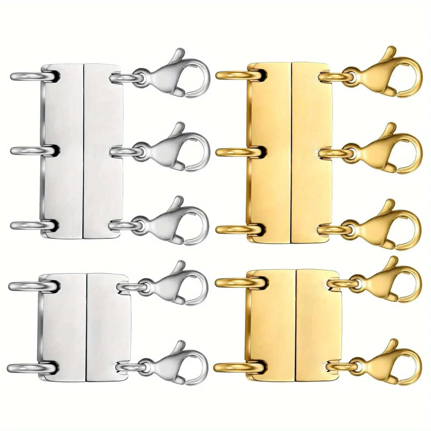 Layering Necklace Separator, Stainless Steel Magnetic Gold Tone Clasp for Stackable Jewelry, Lightweight Wear for Women, 2/4 Pack