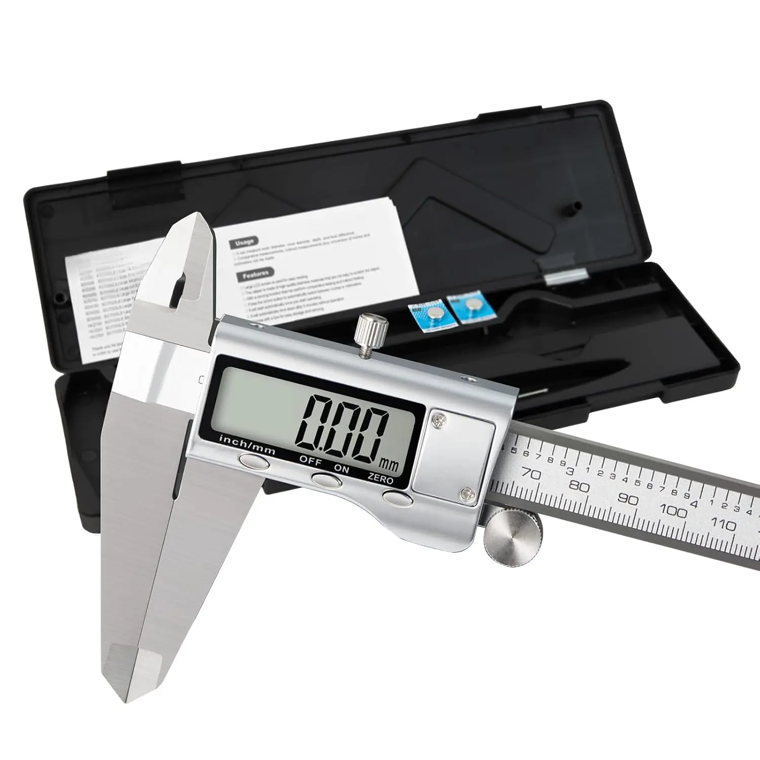 All-Metal Digital Caliper 0-12" Measuring Tool, Micrometer Caliper with Auto-Off Feature, Interchangeable Between inches and millimeters for DIY/Household and 3D Printing