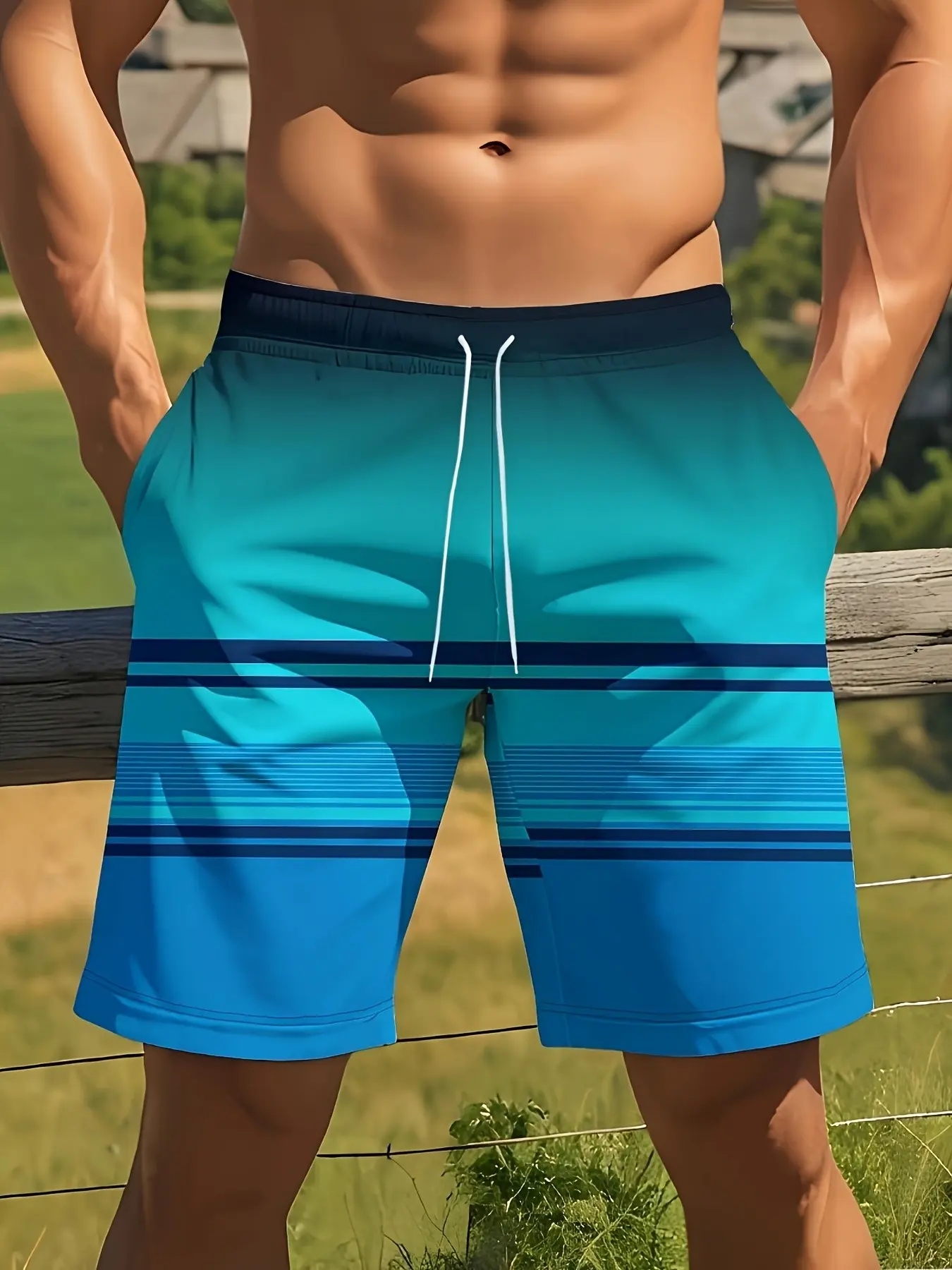 Men's Quick-Dry Surf Shorts - 2-Pack / 1-Pack - 3D-Printed Hawaiian Beach Swim Shorts - Multi-Pocket Design - Lightweight Summer Shorts - Ideal for Swimming, Surfing, Volleyball, Hiking, and Casual Wear
