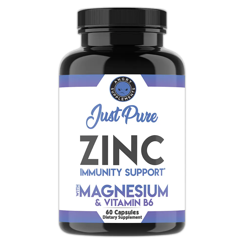 Angry Supplements Just Pure Zinc + Magnesium & Vitamin B6, Immunity Support Pills, 60 Capsules - 60 Day Supply Dietary Supplement