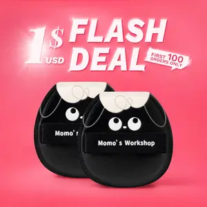 Momo's WorkshopCudl'Critters Airy Mallow Puff-Lambkin,Makeup Sponge for Liquid Foundation, Ultra Soft FacePowder Puff, Hypoallergenic, Easy to Clean, ForCushion/Cream, Concealer, Blush, Contour, 2pcs &Storage Case