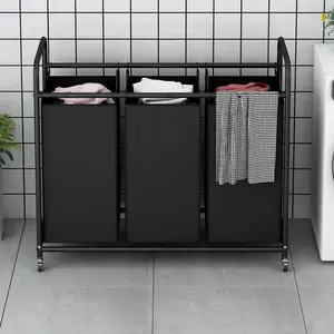3 Bags Laundry Sorter Cart, Rolling Laundry Hamper with Wheels, Heavy Duty Laundry Basket Organizer, Large Laundry Separator Hamper with Removable Bags【A001】 Deals For You Days