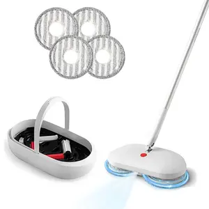 Electric Mop Multifunction 30 Seconds One-Touch Self-Cleaning Mop Cordless with 4 Pack Mop Pads & Automatic Cleaning Buckle Battery