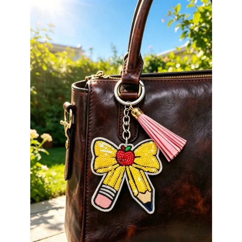 Pencil Felt Keychain, Apple Felt Keychain, Key Charms, Teacher Bag Charm, School Supplies Accessory, Teacher Gift, Backpack Pendant, Mother's Day Gift