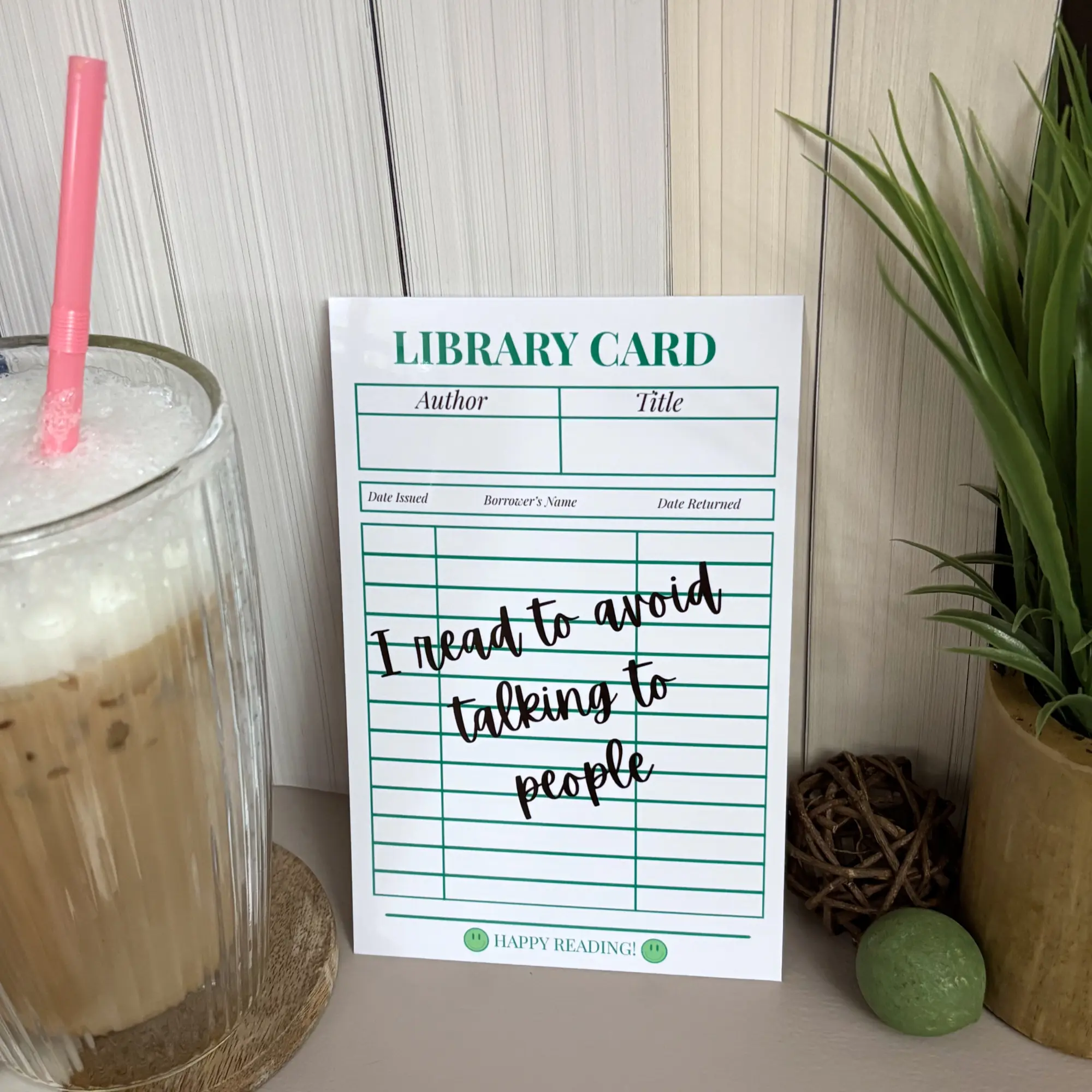 Fun, witty, cute Library card bookmarks 4"x6" with handwritten font- 4 colors