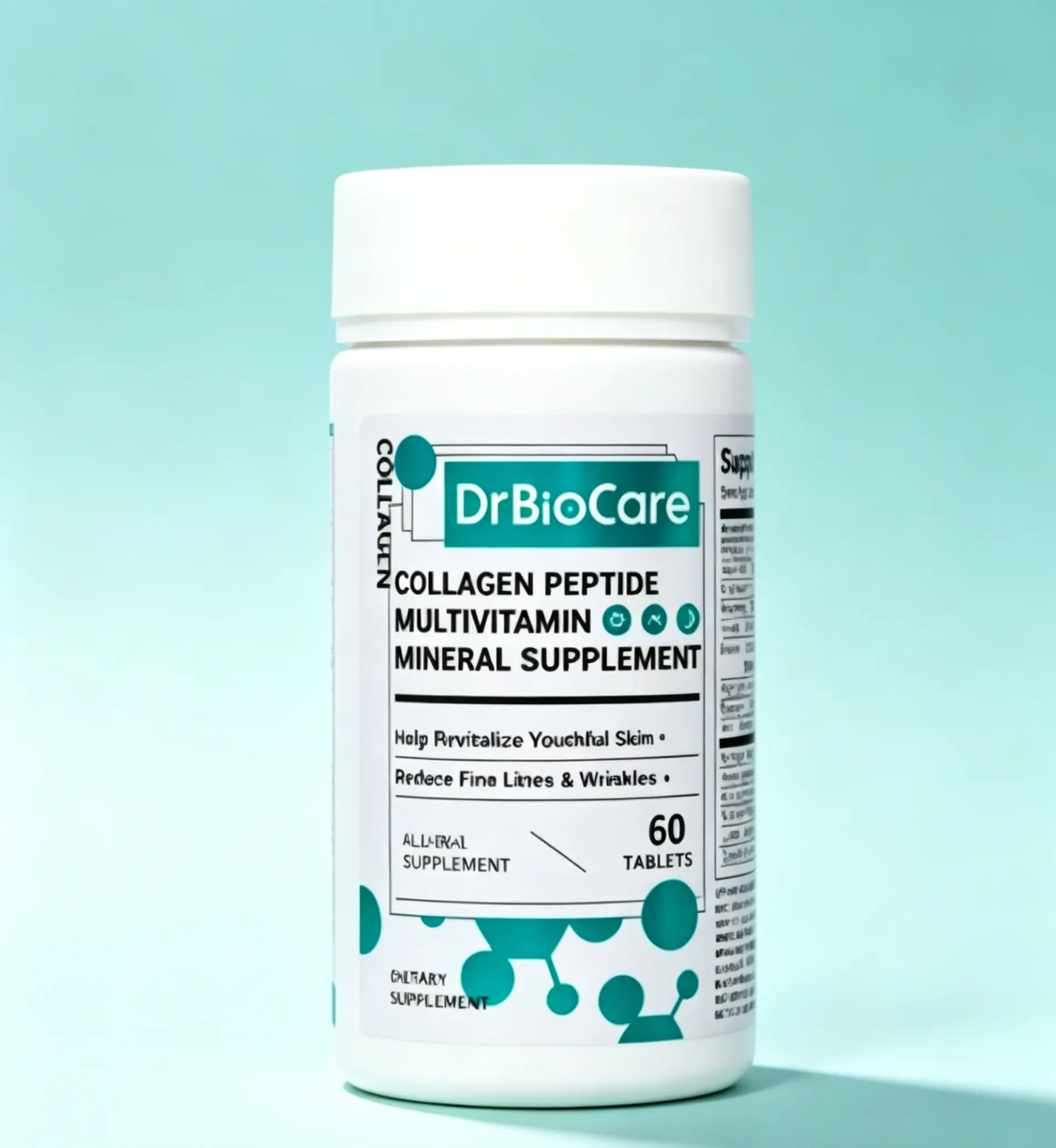 DrBioCare Organic Chewable Beauty + Wellness Dietary Supplement - Collagen Supplements, Gut Probiotics, Vitamin D3, Multivitamins for Skin Care, Immune Support, Digestive Health, 60 Tablets, Adults, Body Health