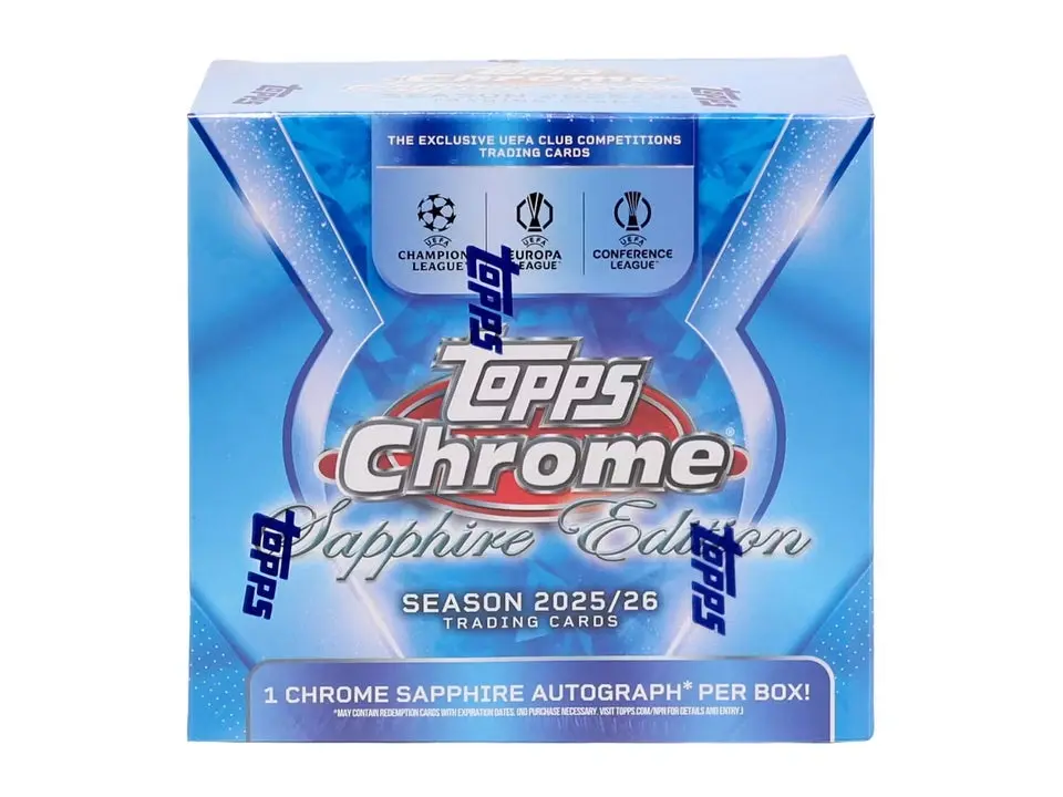 2025-26 Topps Chrome UEFA Club Competitions Soccer Sapphire Edition Trading Cards