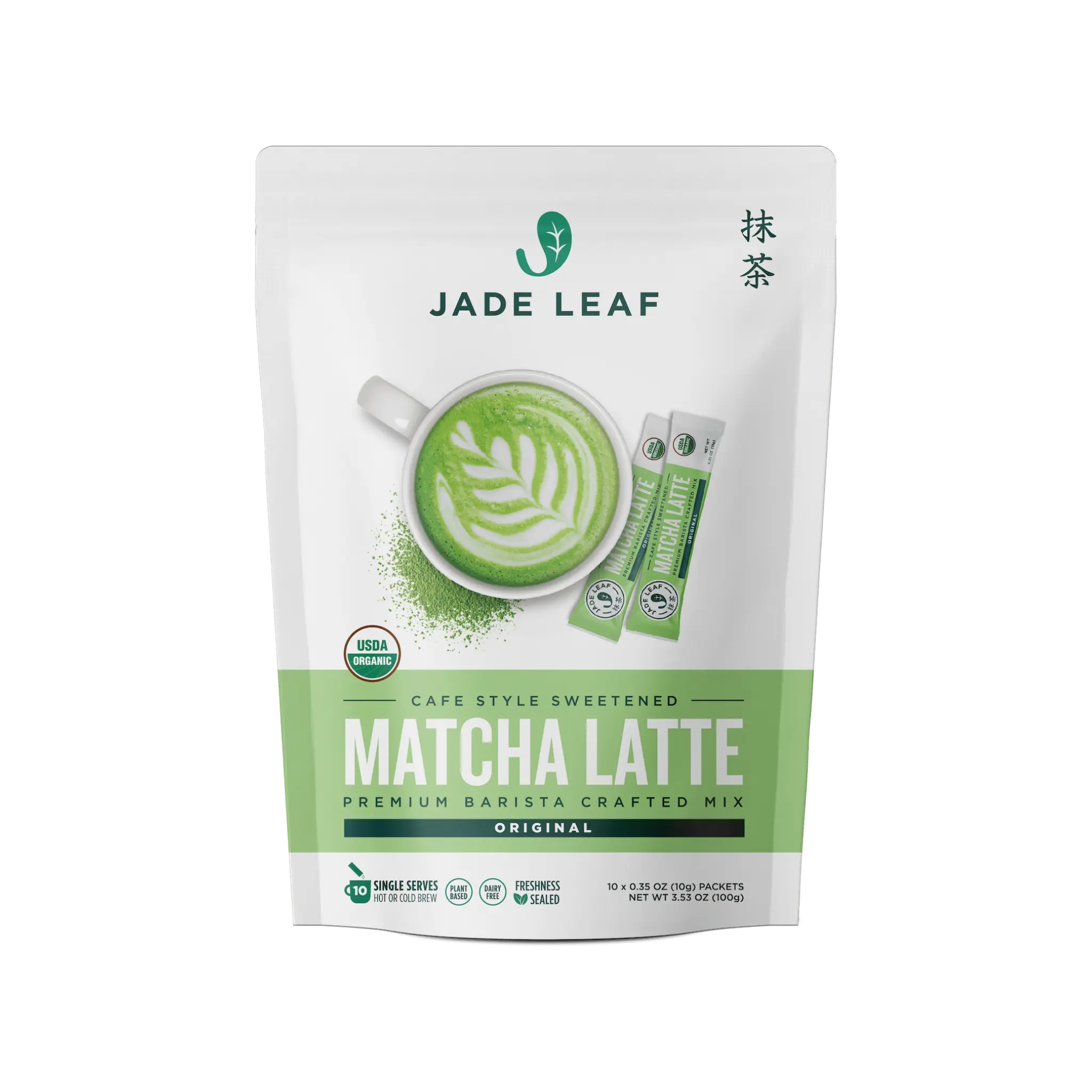 Organic Cafe Style Sweetened Matcha Latte Mix - Original - 30 Count Sticks