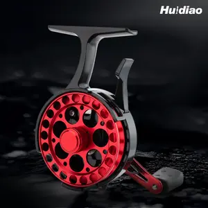 Huidiao High Foot Inline Spinning Fishing Reel 3.6:1 Gear Ratio 3+1BB Instant Anti-Reverse Ice Fishing Reel All Metal Freefall Spool with Handbrake for Winter Fishing
