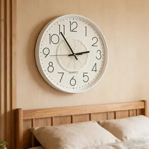Japanese Silent Wall Clock, Cream Lemon Pattern Quartz Clock, Wooden Style Living Room Bedroom Wall Clock, No Noise