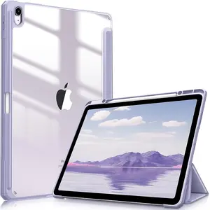 Fintie Hybrid Slim Case for iPad Air 13-inch (M4/M3/M2 Chip), Crystal Clear Back and Pencil Holder, Lightweight Protection Cover for iPad Air 13